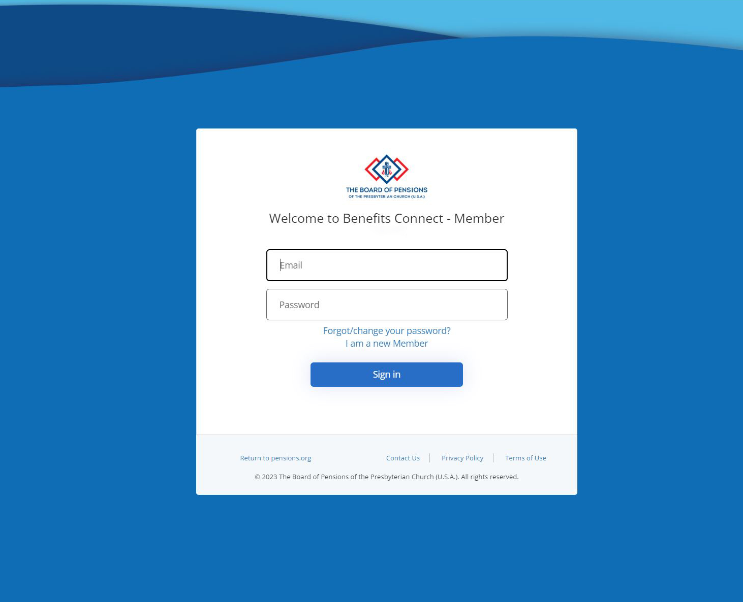 Benefits Connect login screen 